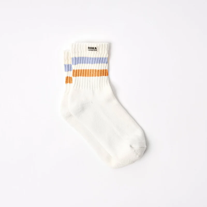 ROKA Windsor-Streifen-Socken aus Bio-Baumwolle | Distel/Orange