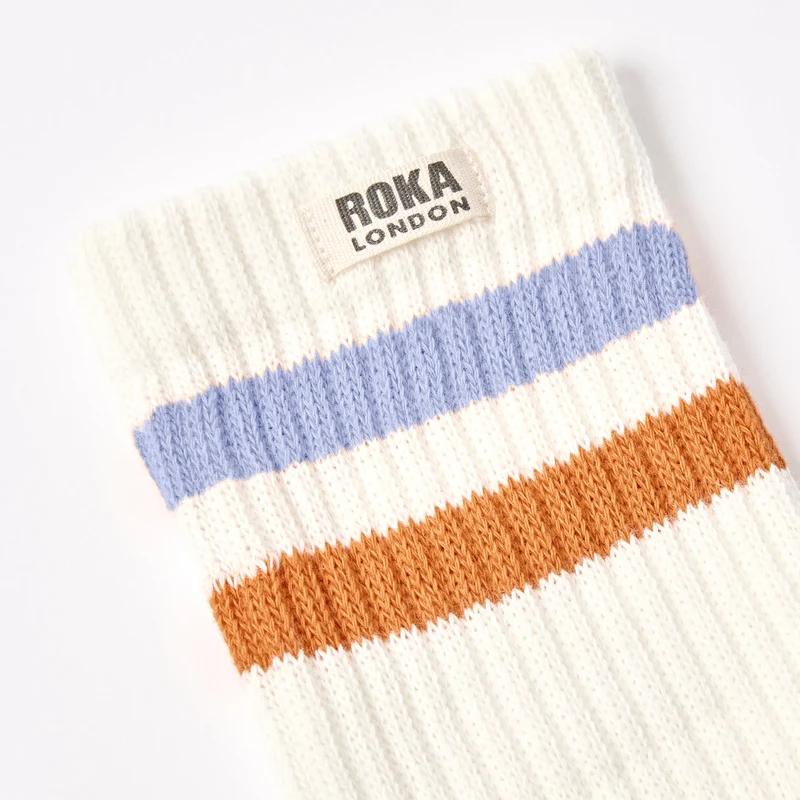ROKA Windsor-Streifen-Socken aus Bio-Baumwolle | Distel/Orange