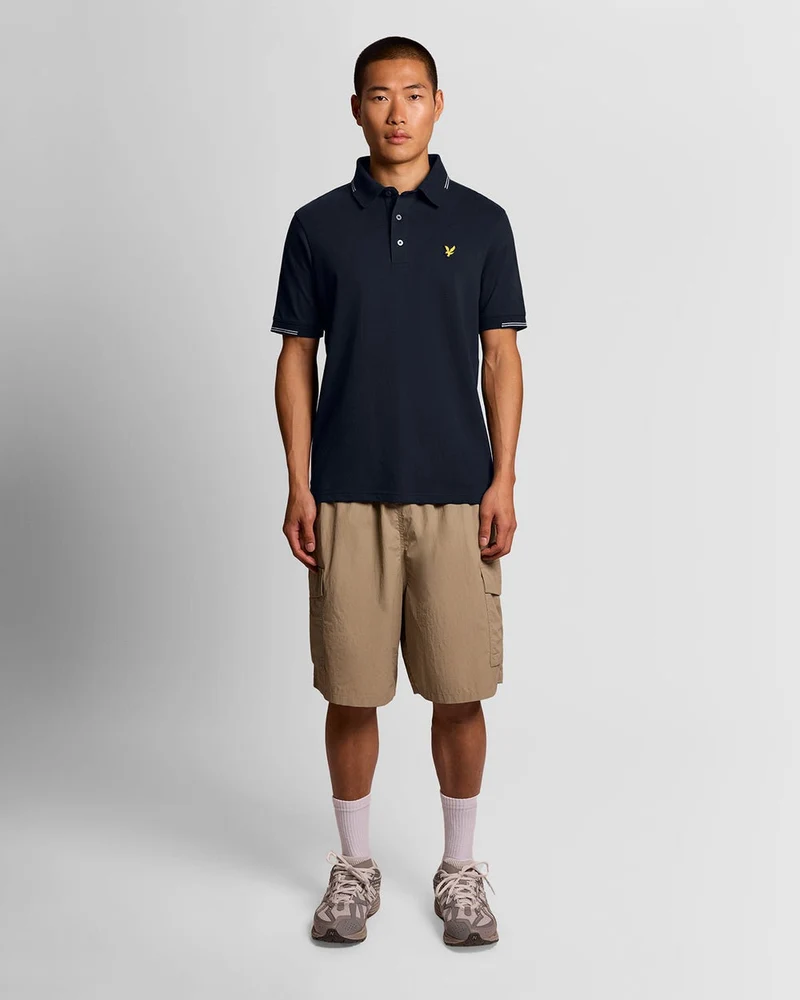 Lyle & Scott Herren-Poloshirt aus feiner Baumwolle mit Farbakzenten | Dunkelblau