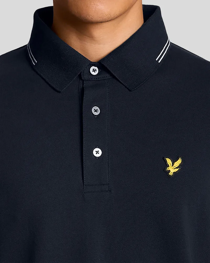 Lyle & Scott Herren-Poloshirt aus feiner Baumwolle mit Farbakzenten | Dunkelblau