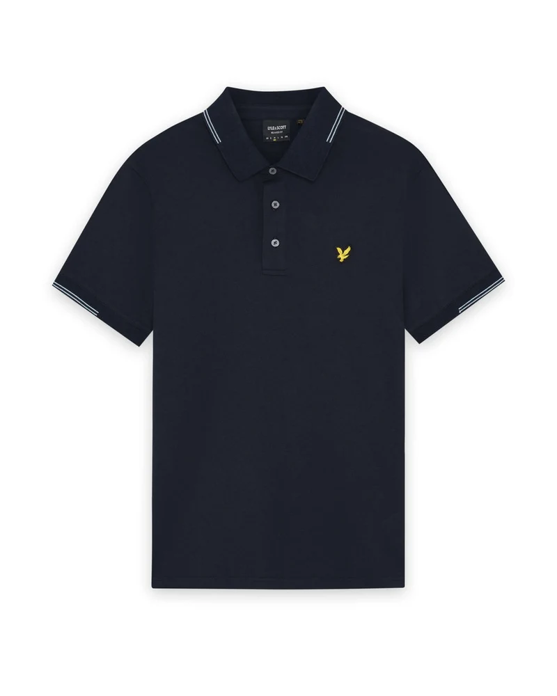 Lyle & Scott Herren-Poloshirt aus feiner Baumwolle mit Farbakzenten | Dunkelblau