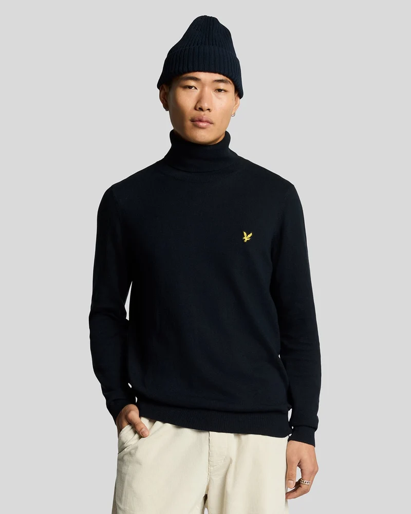 Lyle & Scott Herren-Rollkragenpullover aus Baumwollmerino | Dunkelblau