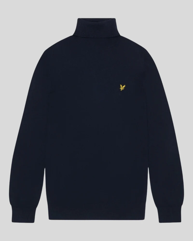Lyle & Scott Herren-Rollkragenpullover aus Baumwollmerino | Dunkelblau