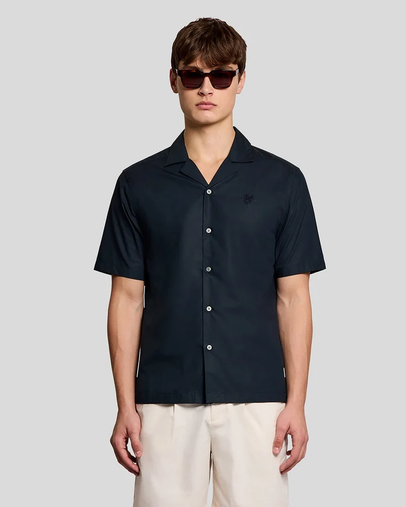 Lyle & Scott Herrenhemd aus Popeline mit Reverskragen | Carbon