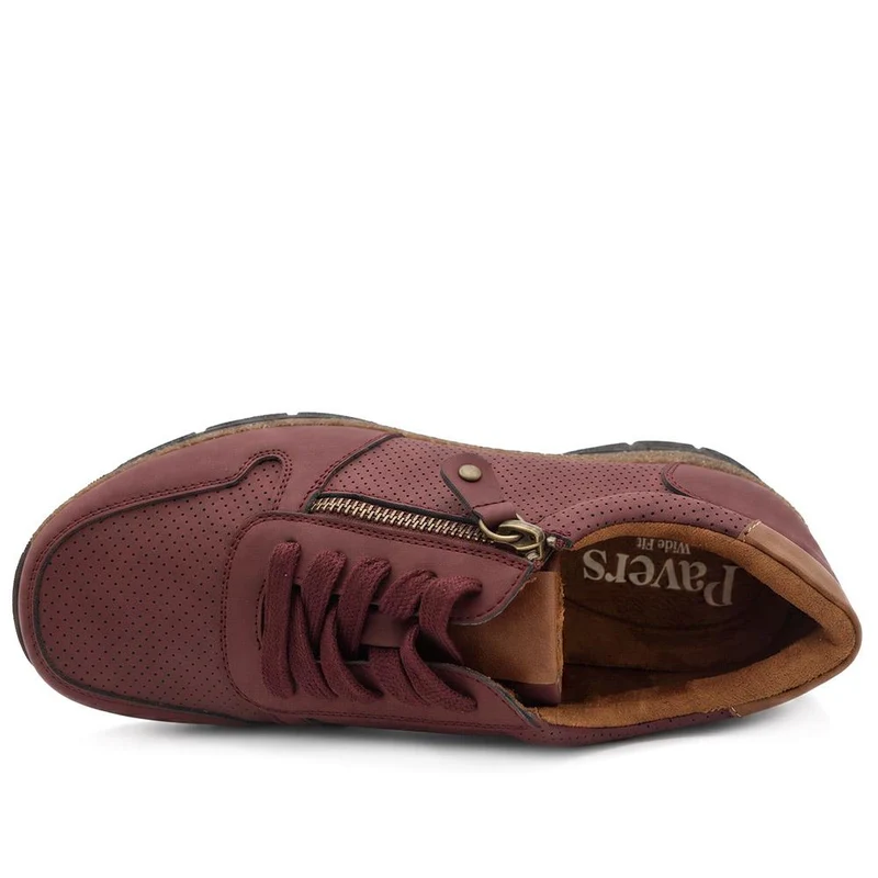 Wide Fit Casual Zip & Lace Shoes - WOIL44055 / 329 767 - Burgundy
