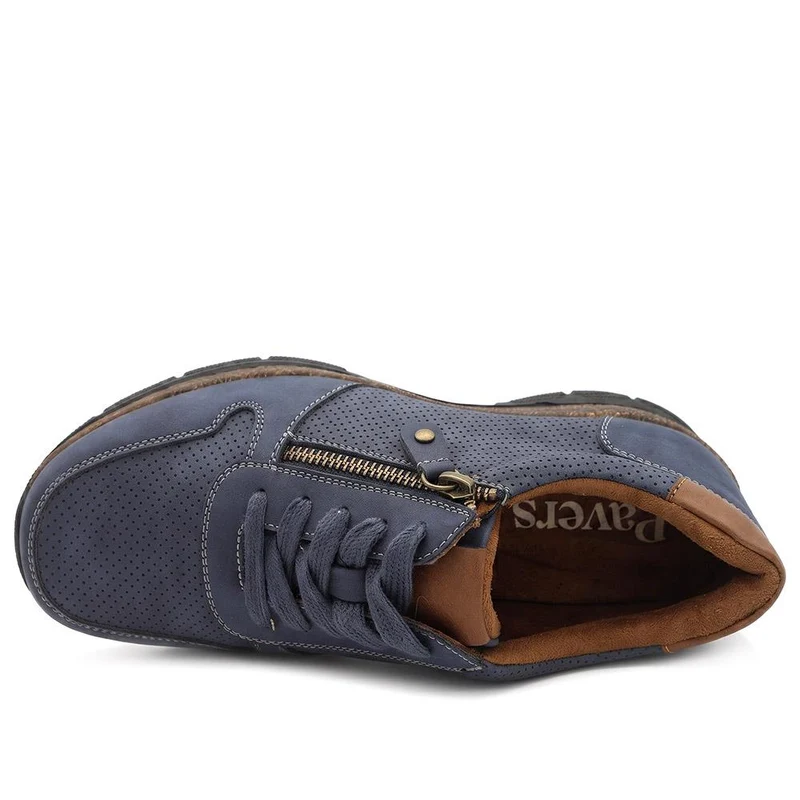 Wide Fit Casual Zip & Lace Shoes - WOIL44055 / 329 767 - Navy