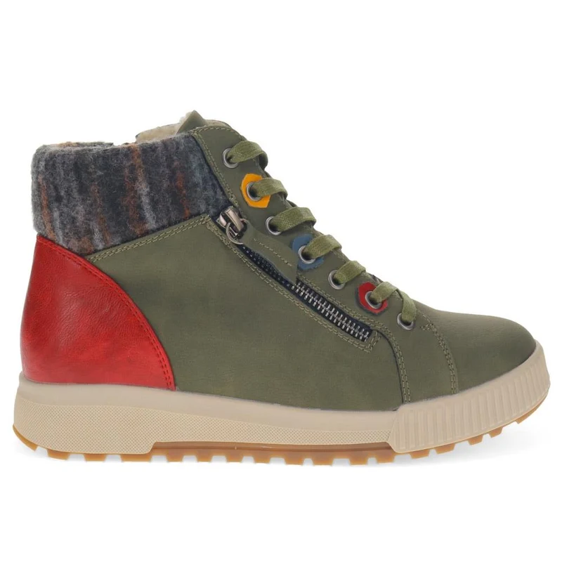 Wide Fit Knitted Cuff Ankle Boots - WBINS40163 / 326 115 - Khaki