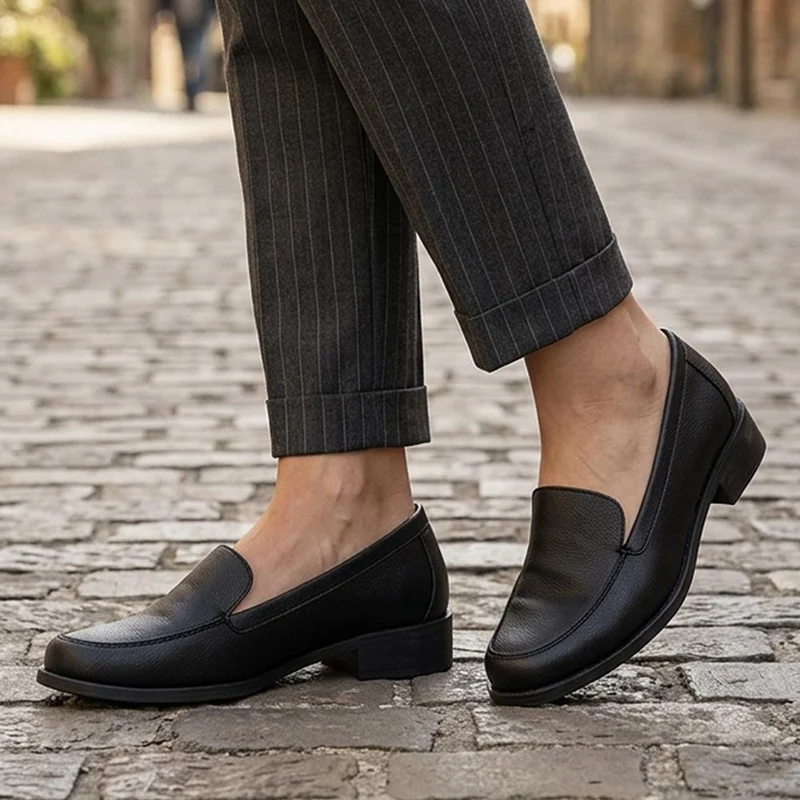 Smart Block Heel Loafers - WBINS44015 / 329 754 - Black