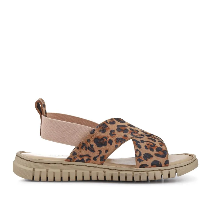 Elasticated Leather Sandals - RNB41006 / 327 239 - Leopard