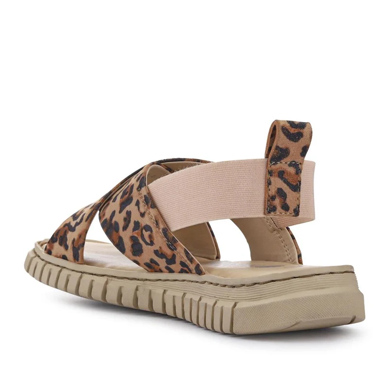 Elasticated Leather Sandals - RNB41006 / 327 239 - Leopard