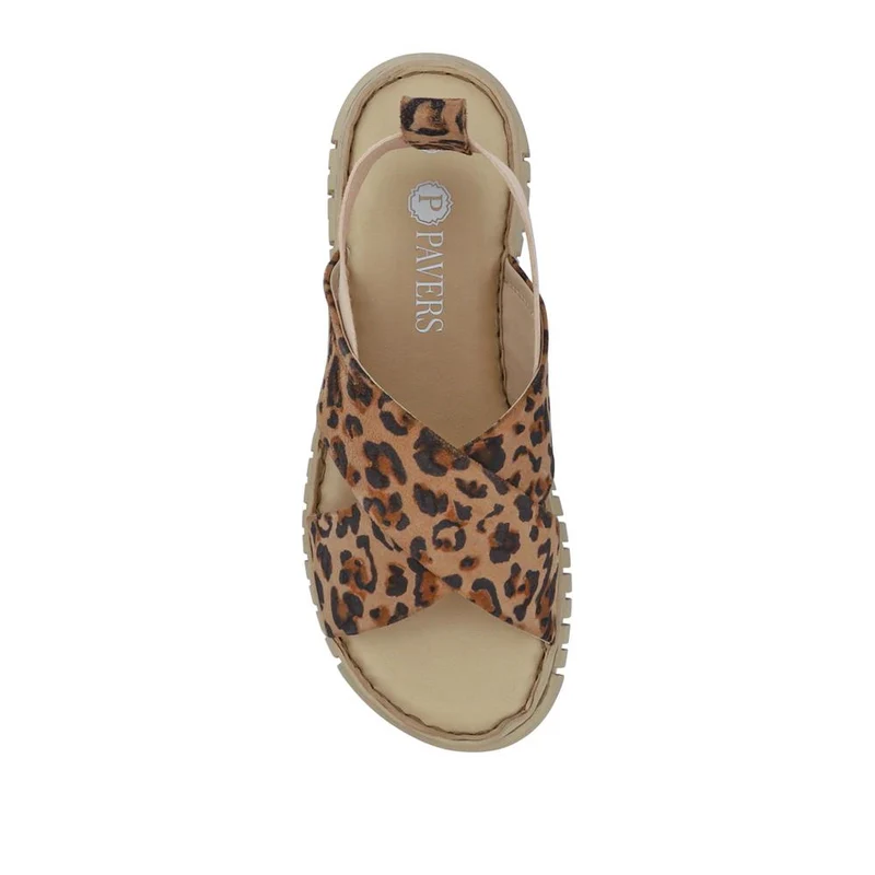 Elasticated Leather Sandals - RNB41006 / 327 239 - Leopard