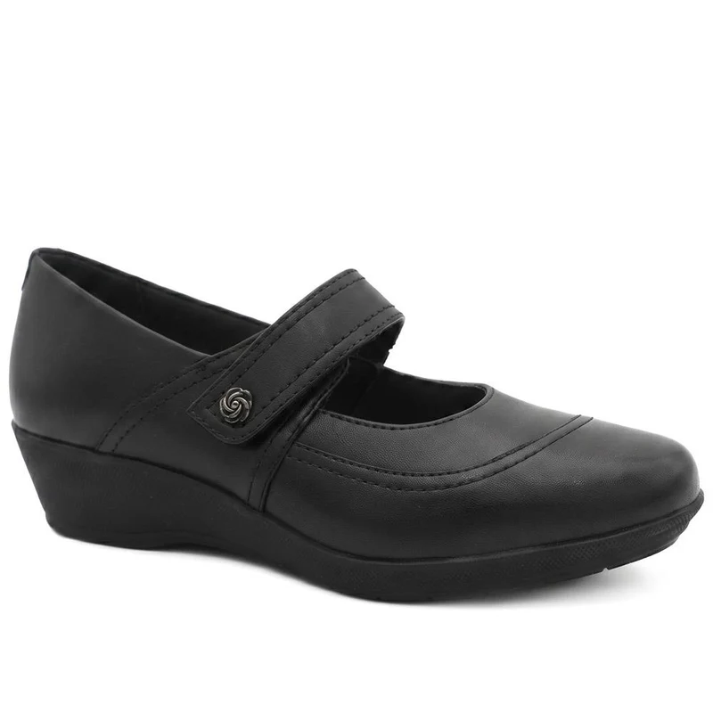 Smart Leather Touch Fasten Mary Janes - KF44011 / 330 096 - Black