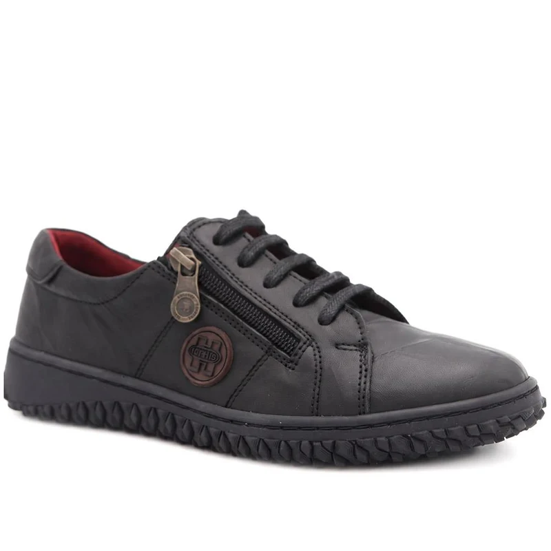 Loretta Leather Trainers - HAK38023 / 324 496 - Black-Black
