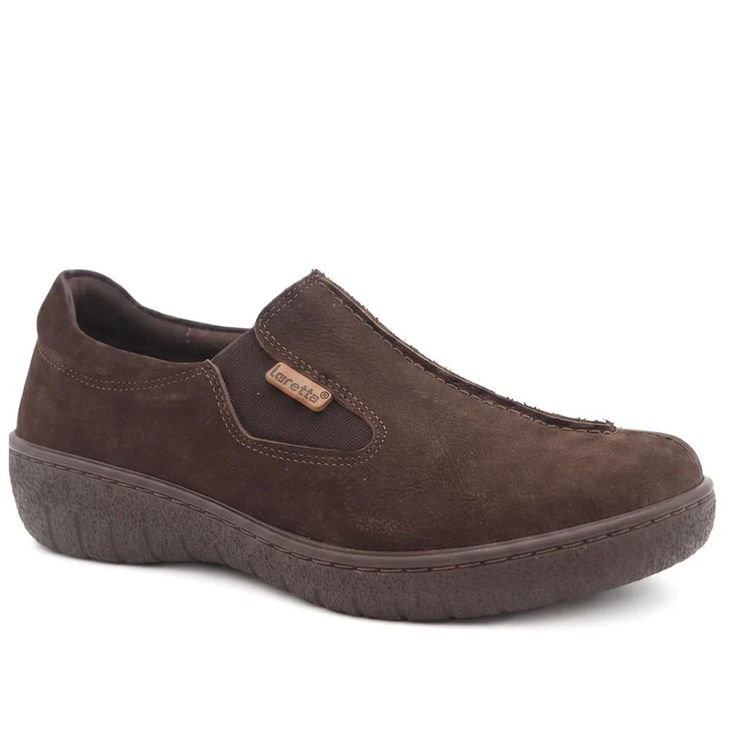 Loretta Leather Elastic Fit Slip On Shoes - HAK44005 / 329 717 - Brown Nubuck