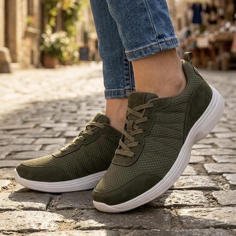 EasyFit Extra Wide Mesh Lace Up Trainers - SIDRA / 329 941 - Khaki