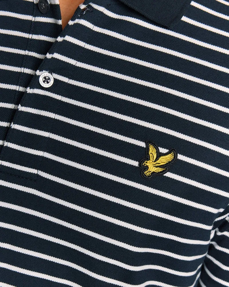 Lyle & Scott Herren-Piqué-Poloshirt im Breton-Stil | Dunkelblau/Weiß