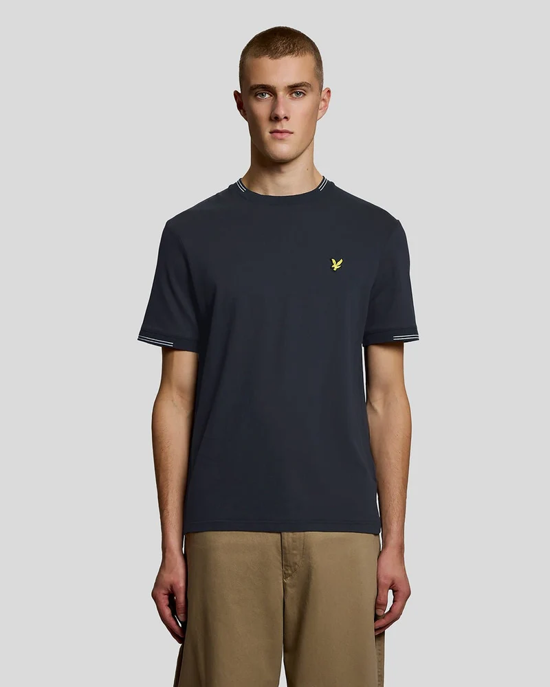 Lyle & Scott Herren-T-Shirt mit feinen Spitzen | Dunkelmarineblau Kreide