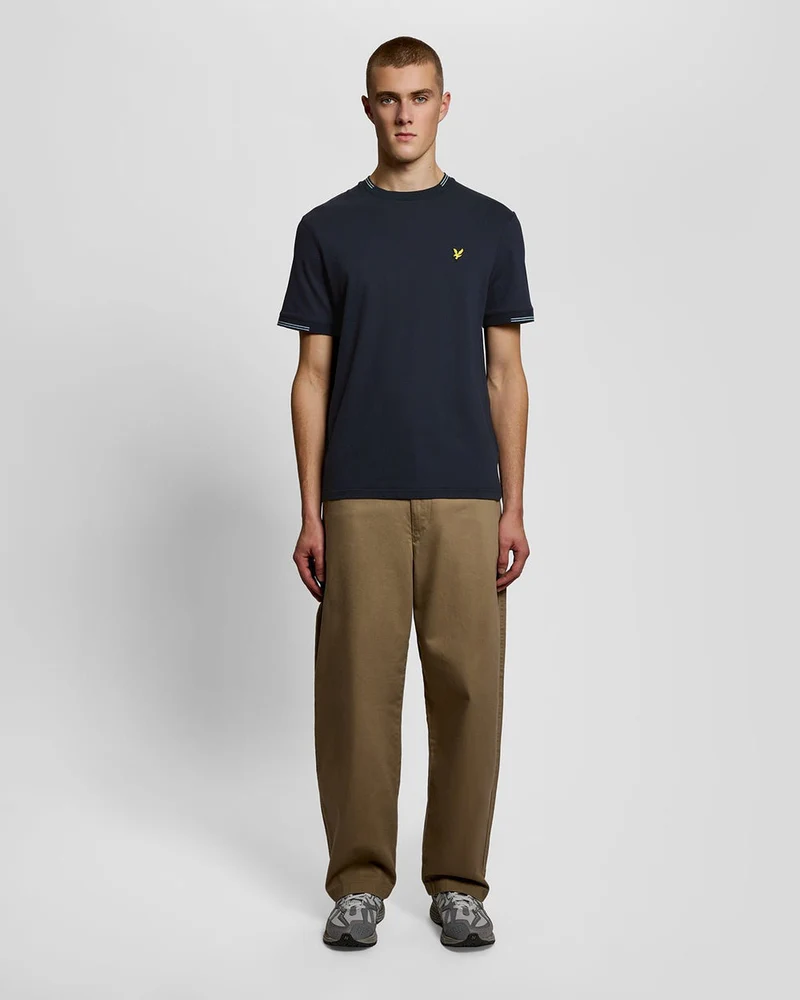 Lyle & Scott Herren-T-Shirt mit feinen Spitzen | Dunkelmarineblau Kreide