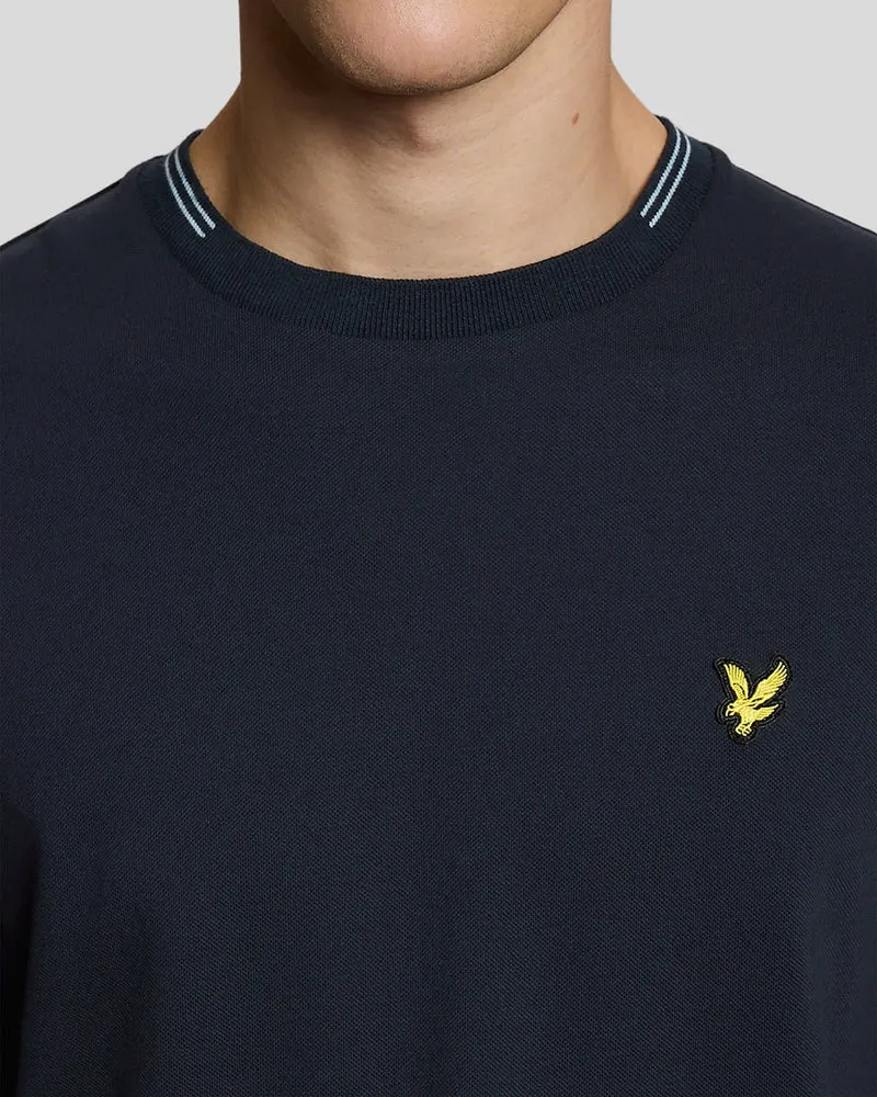 Lyle & Scott Herren-T-Shirt mit feinen Spitzen | Dunkelmarineblau Kreide