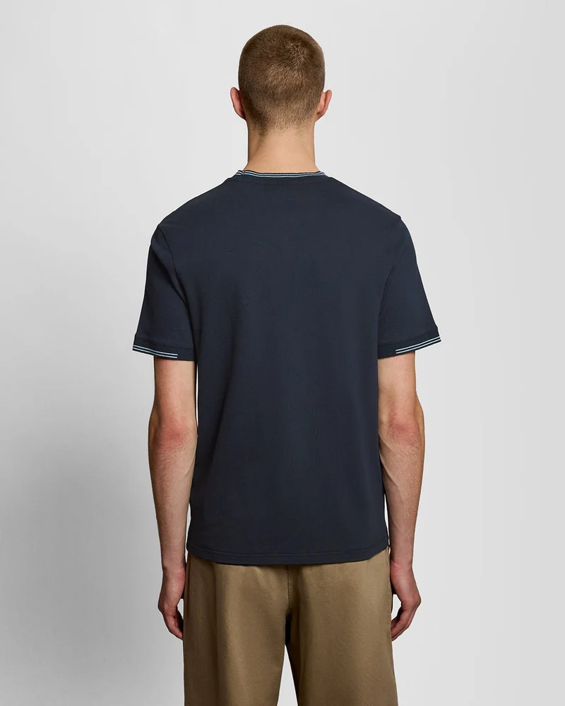 Lyle & Scott Herren-T-Shirt mit feinen Spitzen | Dunkelmarineblau Kreide