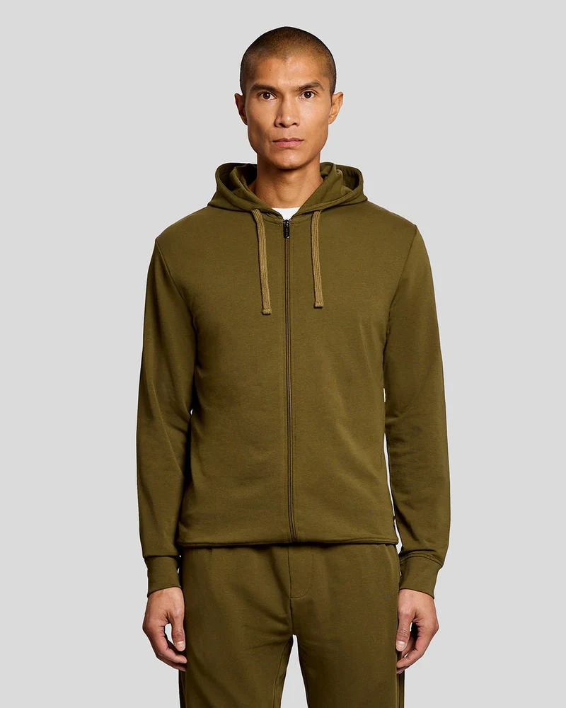 Lyle & Scott Leichter Herren-Loungewear-Hoodie mit Reißverschluss | Oliv