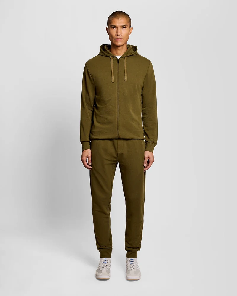 Lyle & Scott Leichter Herren-Loungewear-Hoodie mit Reißverschluss | Oliv