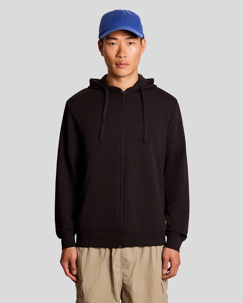 Lyle & Scott Leichter Herren-Loungehoodie mit Reißverschluss | Tiefschwarz