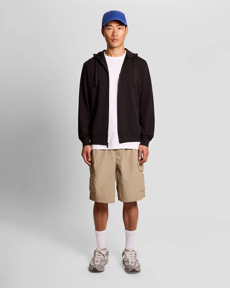 Lyle & Scott Leichter Herren-Loungehoodie mit Reißverschluss | Tiefschwarz