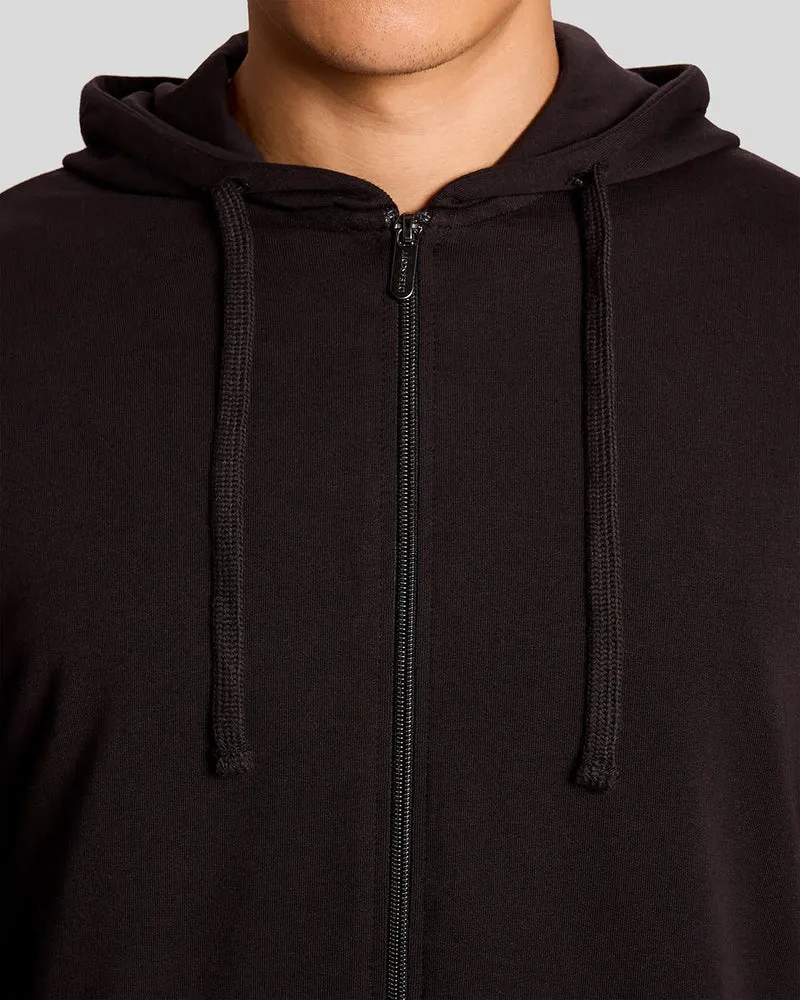 Lyle & Scott Leichter Herren-Loungehoodie mit Reißverschluss | Tiefschwarz