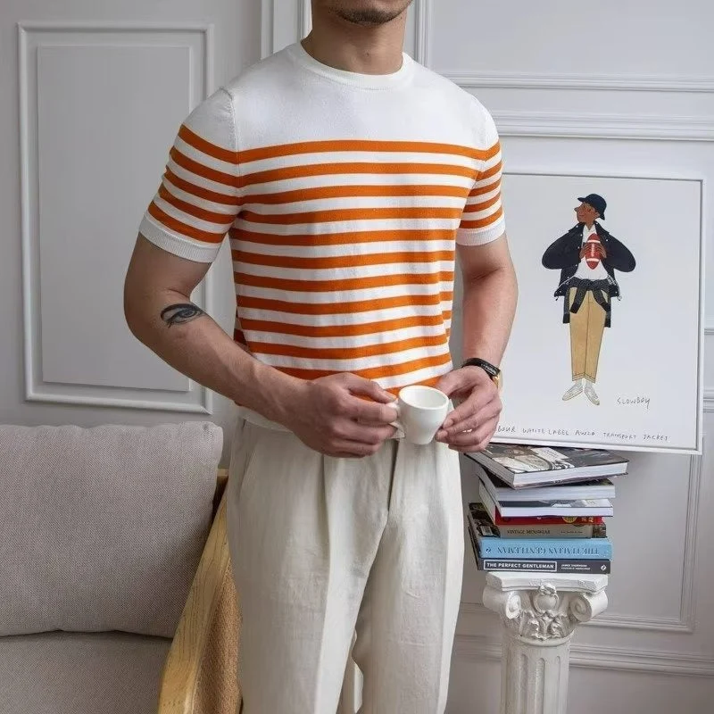 Gestreiftes Herren-T-Shirt im klassischen Stil - Mateo