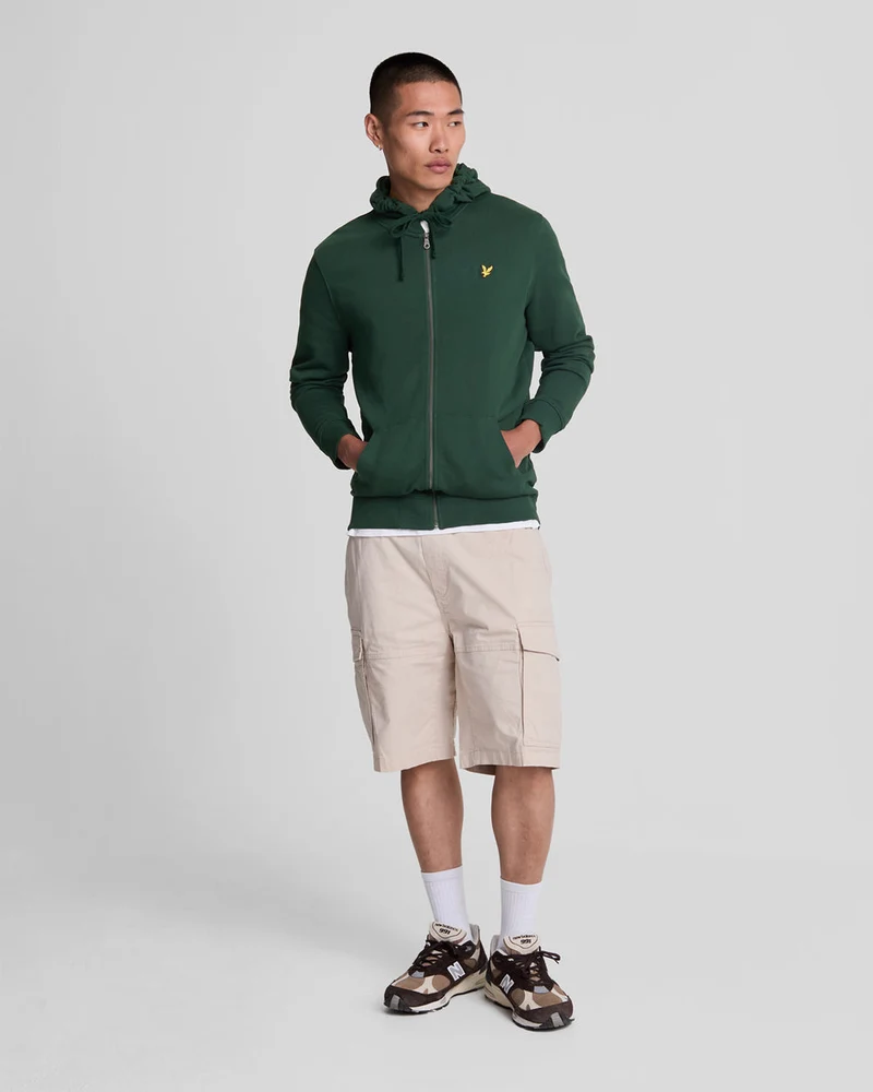 Lyle & Scott Herren-Kapuzenpullover aus Baumwolle mit durchgehendem Reißverschluss | Dunkelgrün