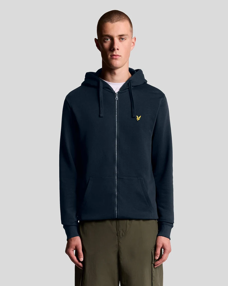 Lyle & Scott Herren-Kapuzenpullover aus Baumwolle mit durchgehendem Reißverschluss | Dunkelblau