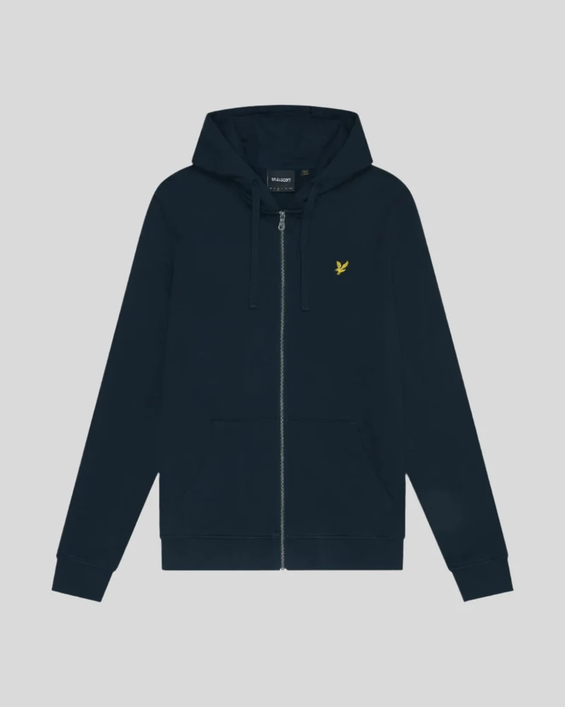 Lyle & Scott Herren-Kapuzenpullover aus Baumwolle mit durchgehendem Reißverschluss | Dunkelblau
