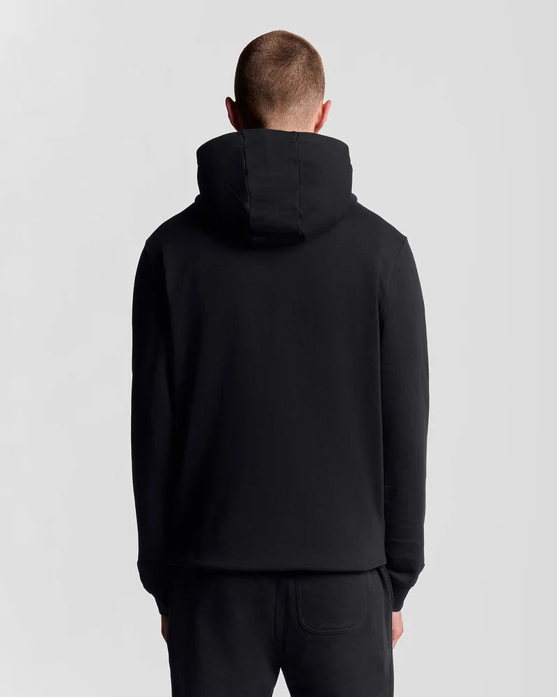 Lyle & Scott Herren-Kapuzenpullover aus Baumwolle mit durchgehendem Reißverschluss | Tiefschwarz