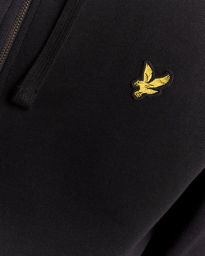Lyle & Scott Herren-Kapuzenpullover aus Baumwolle mit durchgehendem Reißverschluss | Tiefschwarz