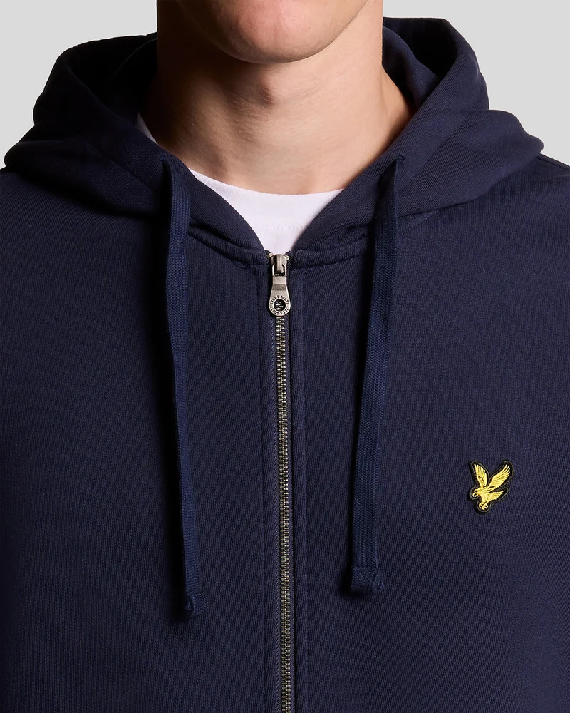 Lyle & Scott Herren-Kapuzenpullover aus Baumwolle mit durchgehendem Reißverschluss | Marineblau