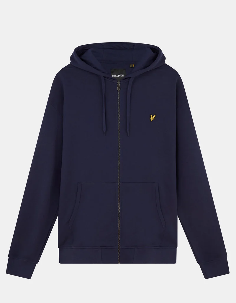 Lyle & Scott Herren-Kapuzenpullover aus Baumwolle mit durchgehendem Reißverschluss | Marineblau