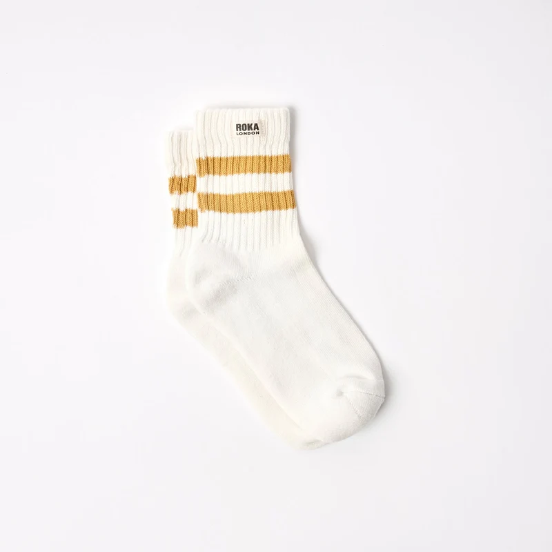 ROKA Windsor-Streifen-Socken aus Bio-Baumwolle | Mais