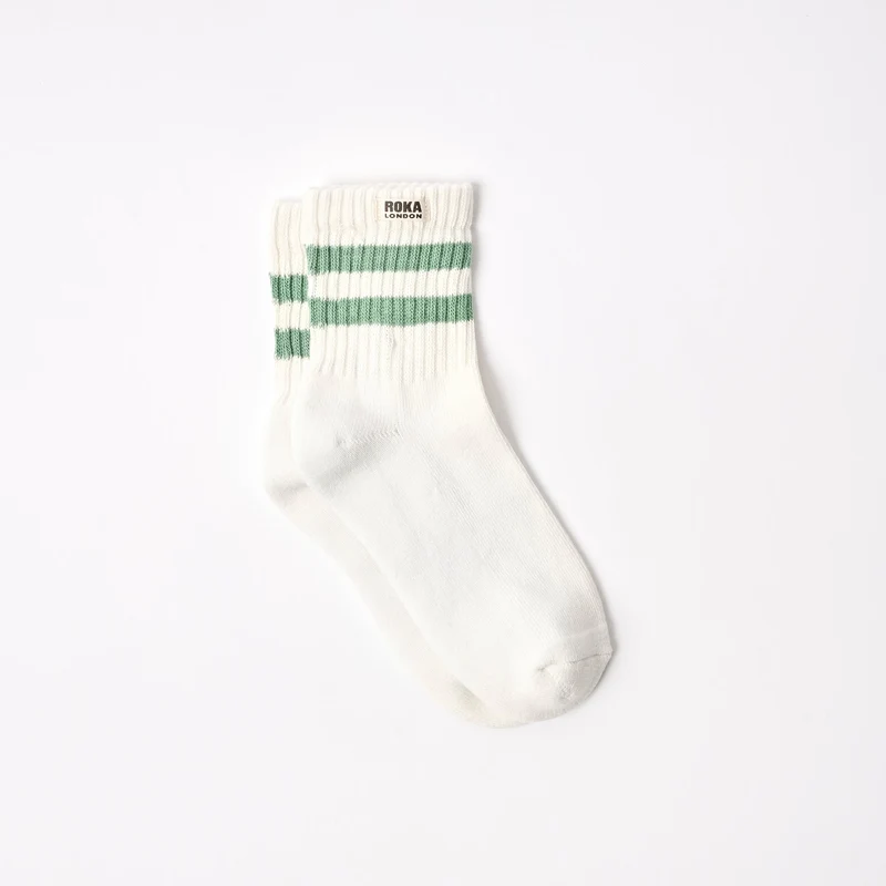 ROKA Windsor-Streifen-Socken aus Bio-Baumwolle | Matcha