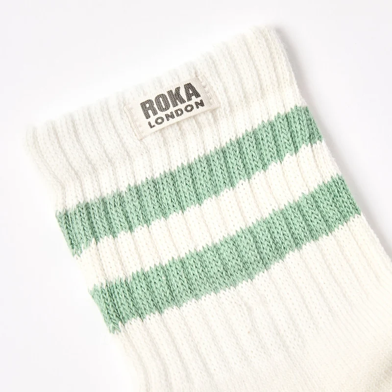 ROKA Windsor-Streifen-Socken aus Bio-Baumwolle | Matcha