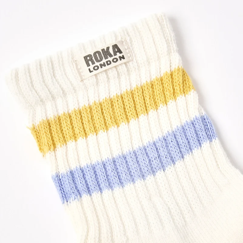 ROKA Windsor-Streifen-Socken aus Bio-Baumwolle | Sommergelb / Distel