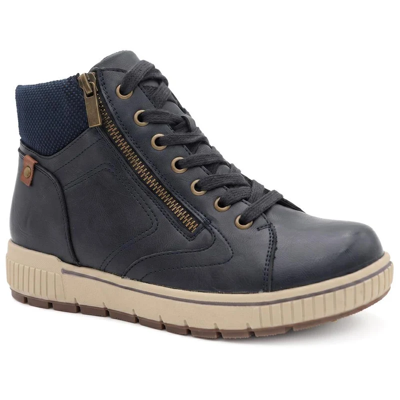 Wide Fit Zip & Lace Fasten Hi-Tops - SIN44002 / 329 614 - Navy