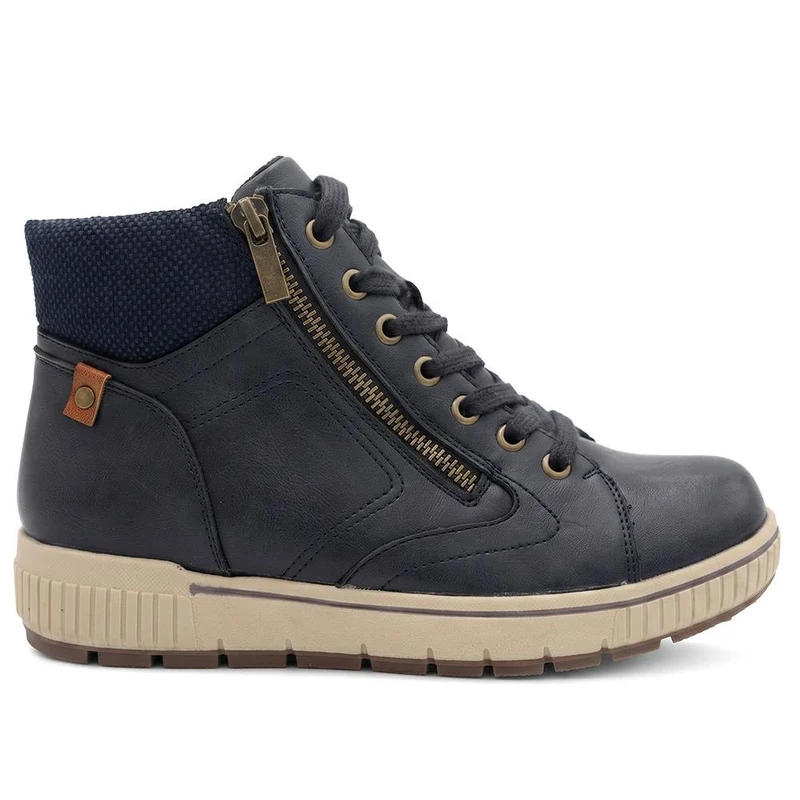 Wide Fit Zip & Lace Fasten Hi-Tops - SIN44002 / 329 614 - Navy