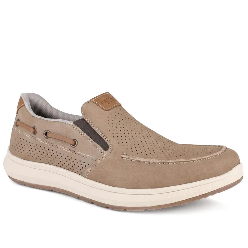 Rieker Leather Elastic Fit Slip On Shoes - RKR43062 / 330 548 - Grey