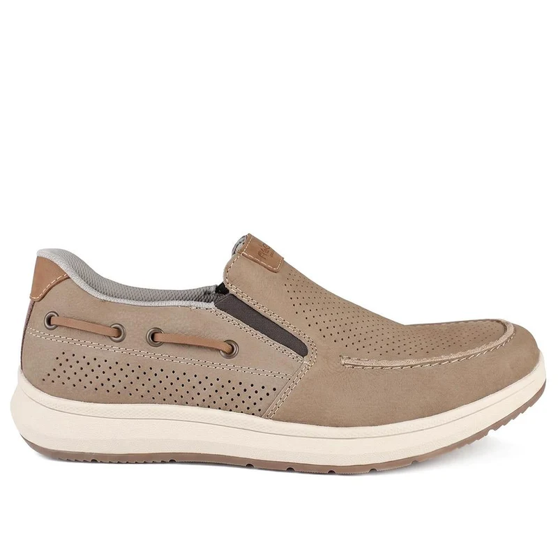 Rieker Leather Elastic Fit Slip On Shoes - RKR43062 / 330 548 - Grey