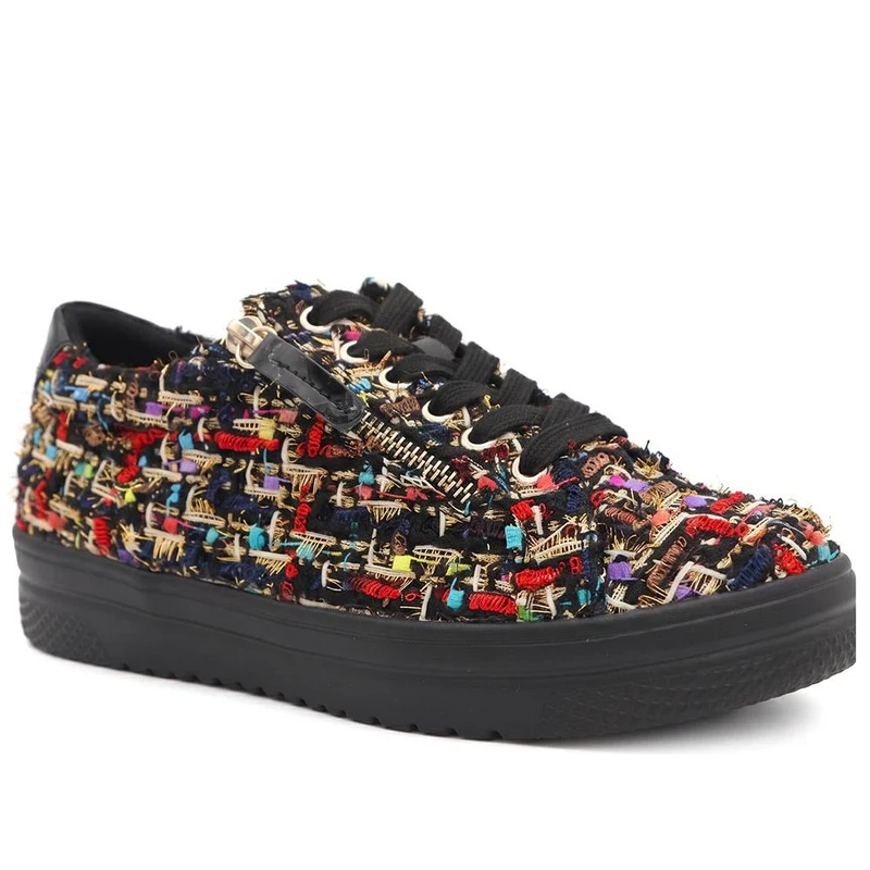 Wide Fit Zip & Lace Platform Trainers - WBINS43003 / 328 884