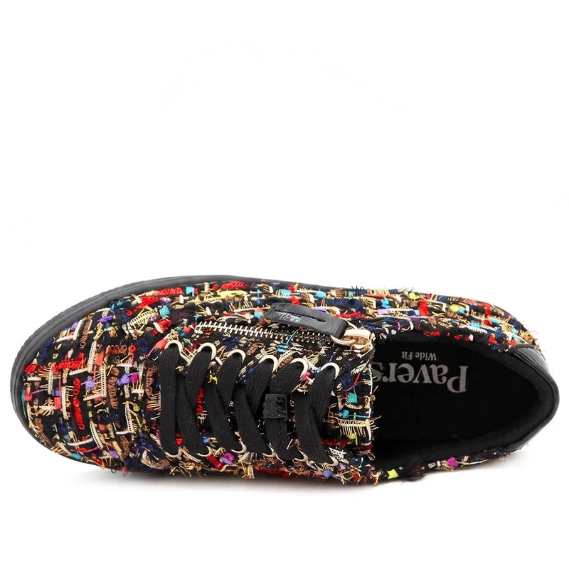 Wide Fit Zip & Lace Platform Trainers - WBINS43003 / 328 884 - Black Multi