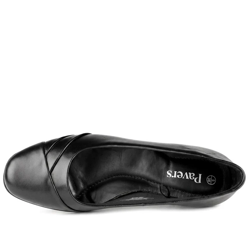 Smart Leather Wedge Heel Pumps - KF44002 / 329 815 - Black