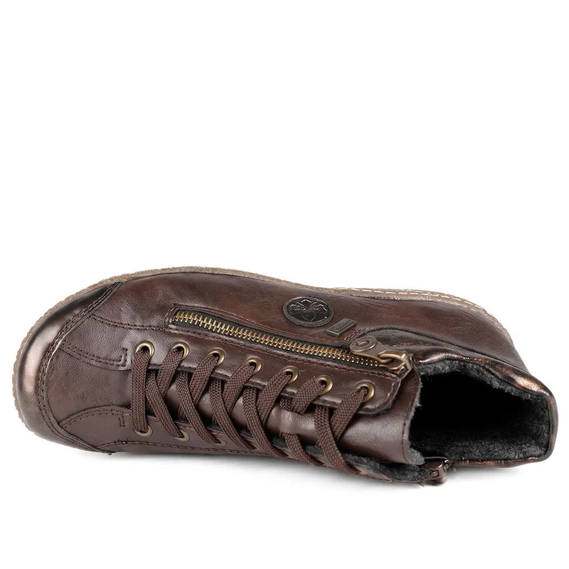 Rieker Zip & Lace High-Top Trainers - RKR42531 / 327 695 - Chocolate