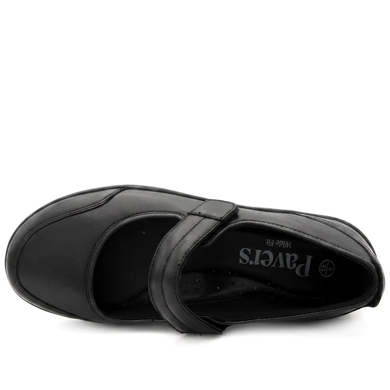 Wide Fit Smart Leather Mary Jane Pumps - KF44004 / 329 817 - Black